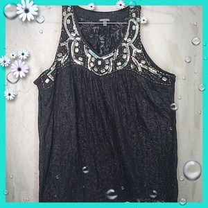 Charlotte Russe Black Silver Sequins Embellished